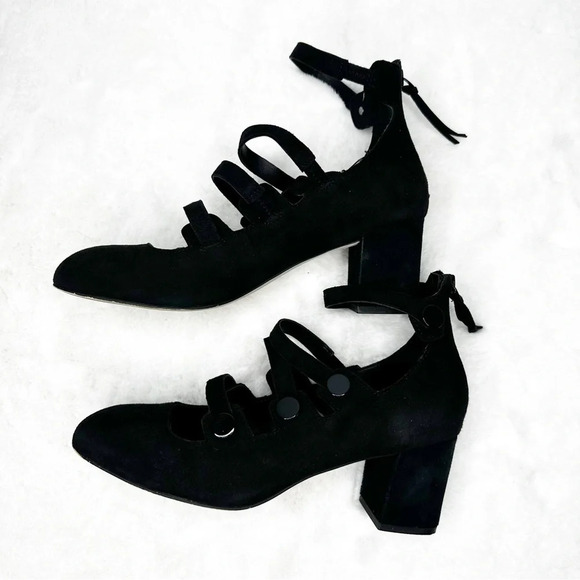Rebecca Minkoff Blair Black Suede Strappy Pump Size 7.5 - Picture 3 of 5